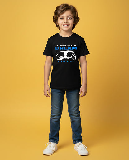 Kid wearing black ‘It Was All A Dream’ Karan Aujla T-Shirt – Garrari Unisex Kids Tee