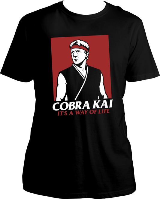 Cobra Kai regular fit unisex T-shirt with It’s a Way of Life slogan and Johnny Lawrence graphic