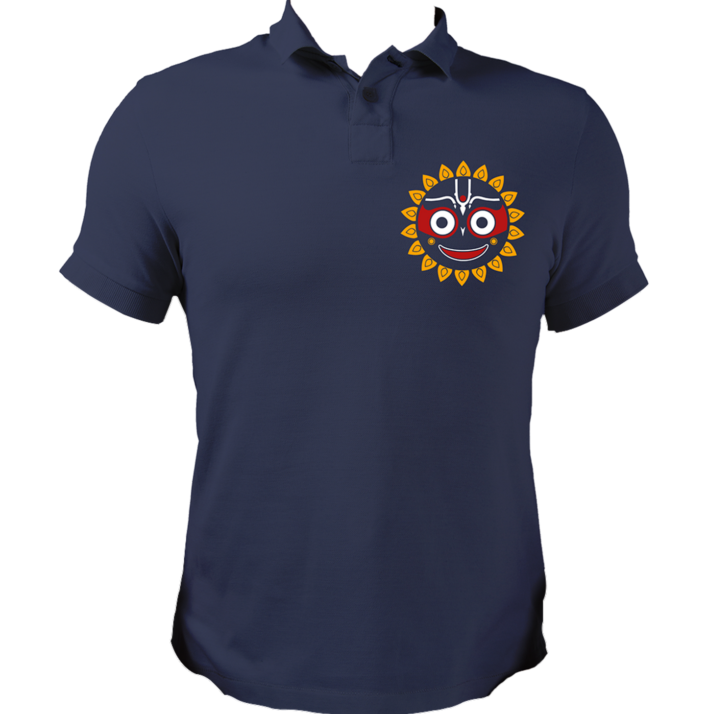 Dark Green Jagannath Ji polo T-shirt with Jagannath Ji devotional print by Garrari