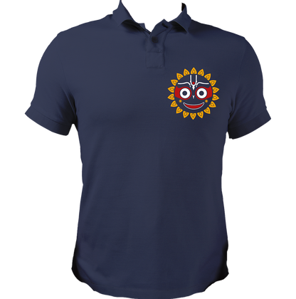 Dark Green Jagannath Ji polo T-shirt with Jagannath Ji devotional print by Garrari