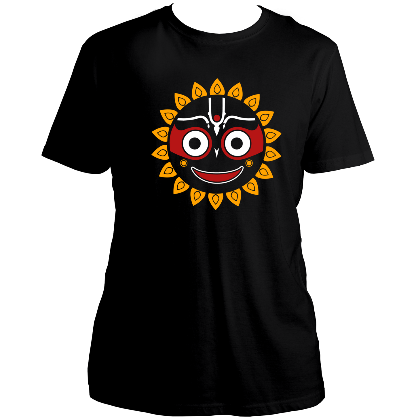 Black Jagannath Ji unisex T-shirt with Lord Jagannath face artwork by Garrari