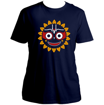 Black Jagannath Ji unisex T-shirt with Lord Jagannath face artwork by Garrari