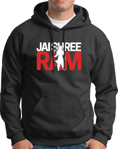 Dark Grey Jai Shree Ram unisex hoodie with Jai Shree Ram typography design by Garrari
