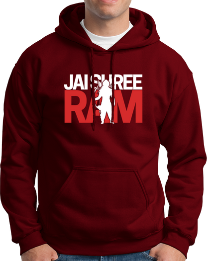 Maroon Jai Shree Ram unisex hoodie with Shree Ram devotional print by Garrari