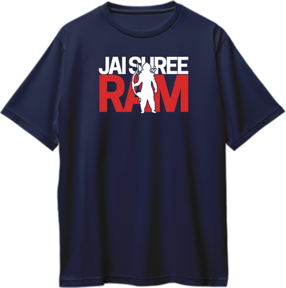 Navy Blue Jai Shree Ram oversized T-shirt with Jai Shree Ram typography design by Garrari
