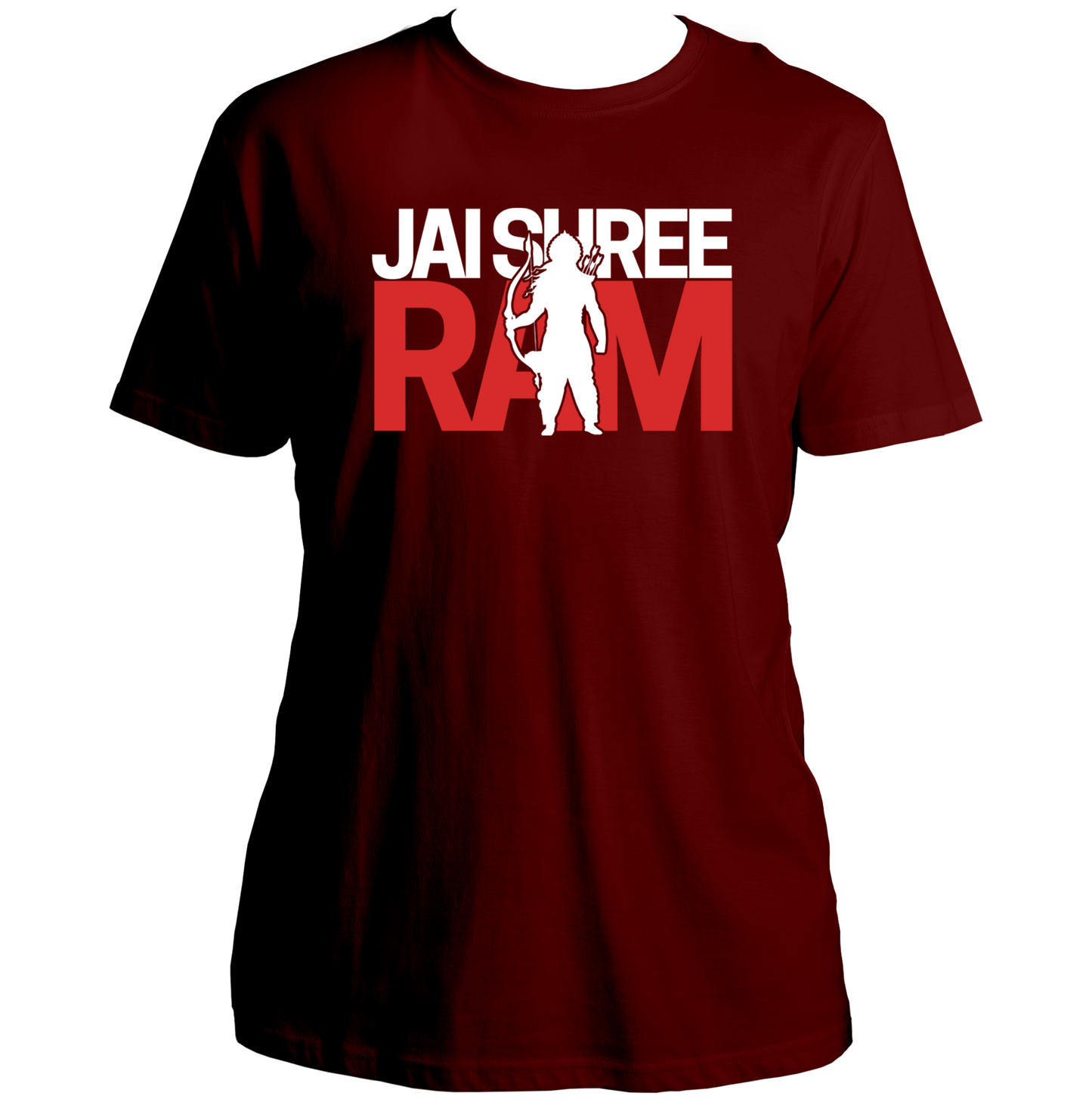 Maroon Jai Shree Ram unisex T-shirt with Jai Shree Ram typography design by Garrari
