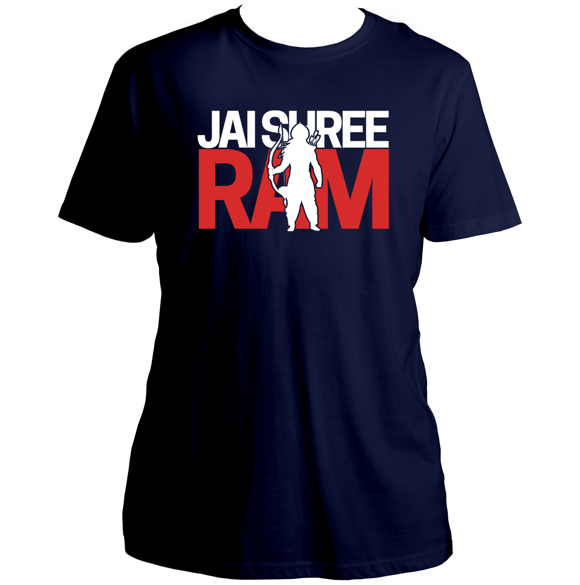 Navy Blue Jai Shree Ram unisex T-shirt with Shree Ram devotional print by Garrari
