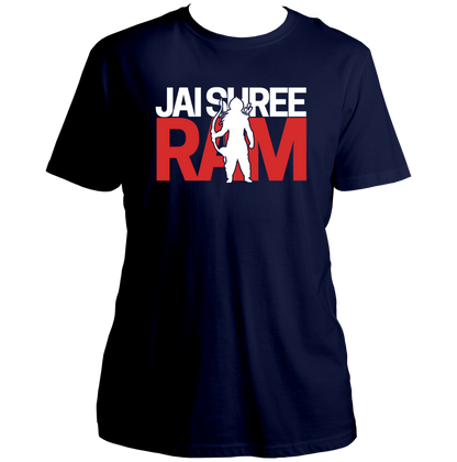 Navy Blue Jai Shree Ram unisex T-shirt with Shree Ram devotional print by Garrari