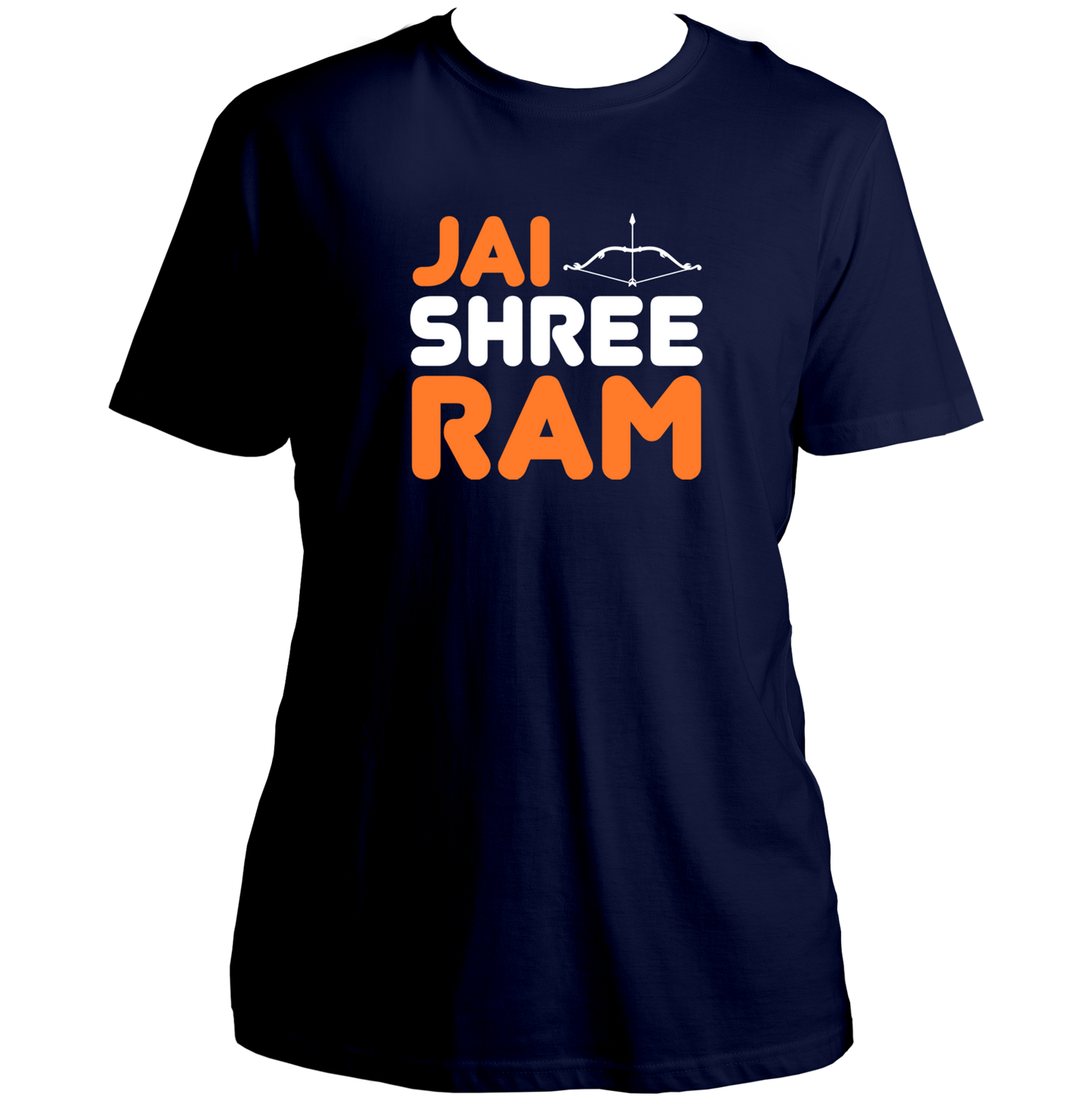 Navy Blue Jai Shree Ram unisex T-shirt with Shree Ram devotional typography by Garrari
