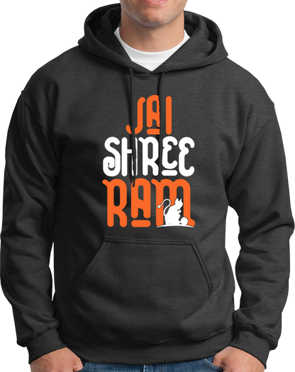 Dark Grey Jai Shree Ram unisex hoodie with Shree Ram devotional print by Garrari