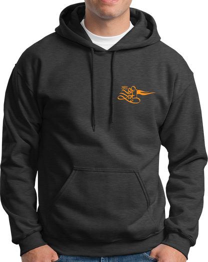Dark Grey Jai Shree Ram unisex hoodie with saffron Shree Ram devotional print by Garrari
