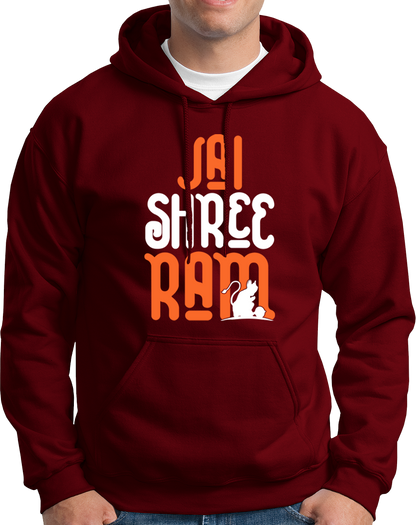 Maroon Jai Shree Ram unisex hoodie with Ram Navami devotional design by Garrari