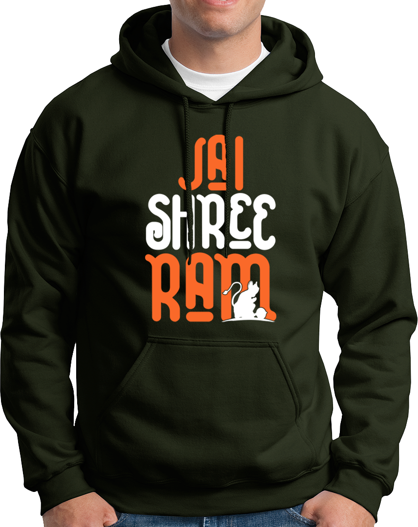 "Get ready to welcome Prabhu Shree Ram back to Aayodhya with our Jai Shree Ram Unisex Hoodie! Keep yourself warm and cozy while celebrating in the colors of Shree Ram. Don't miss out on the opportunity to show your devotion and celebrate with style!" 22 tareek ko prabhu aa rahe hain