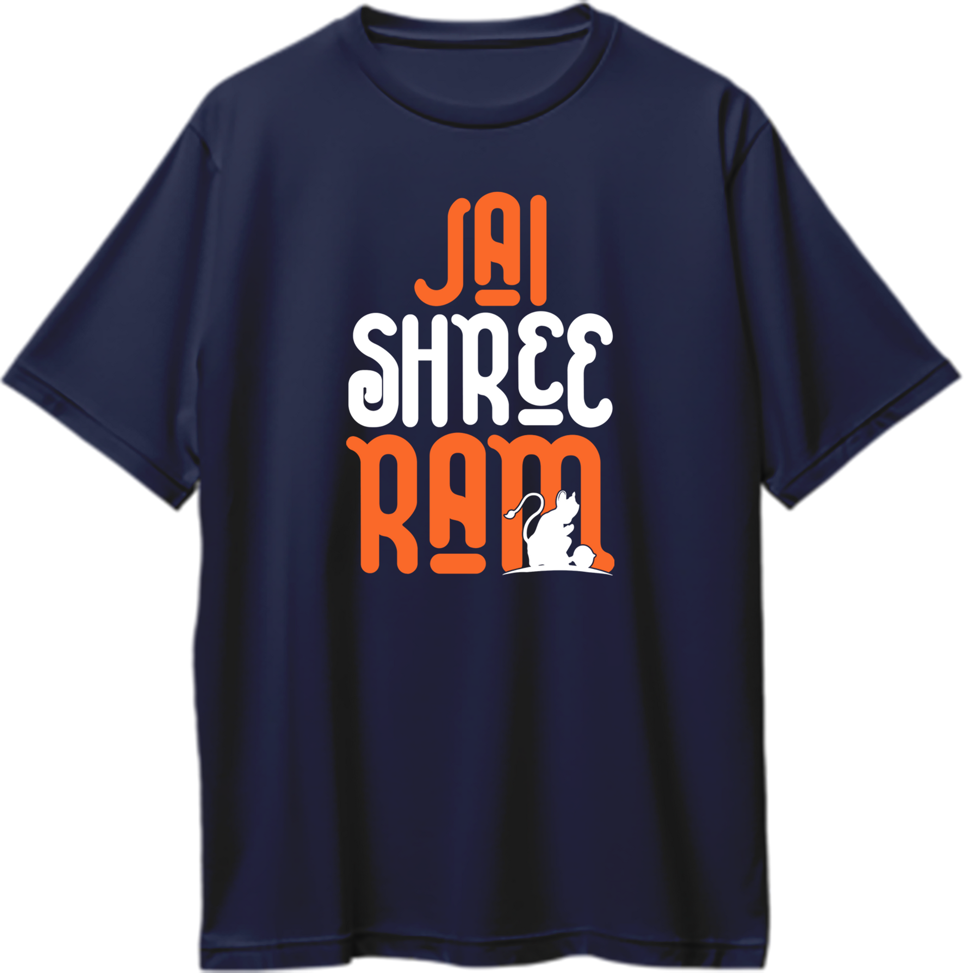 Navy Blue Jai Shree Ram oversized T-shirt with Jai Shree Ram typography and Hanuman Ji silhouette by Garrari
