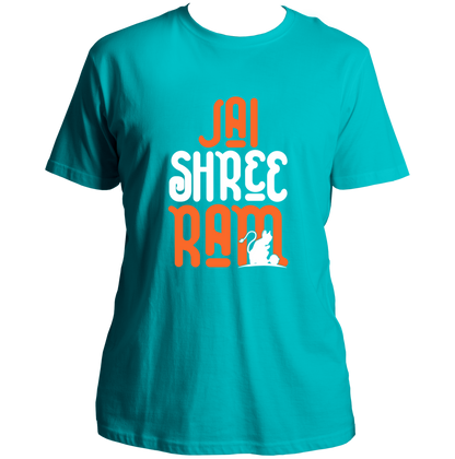 Aqua Blue Jai Shree Ram unisex T-shirt with Jai Shree Ram typography by Garrari
