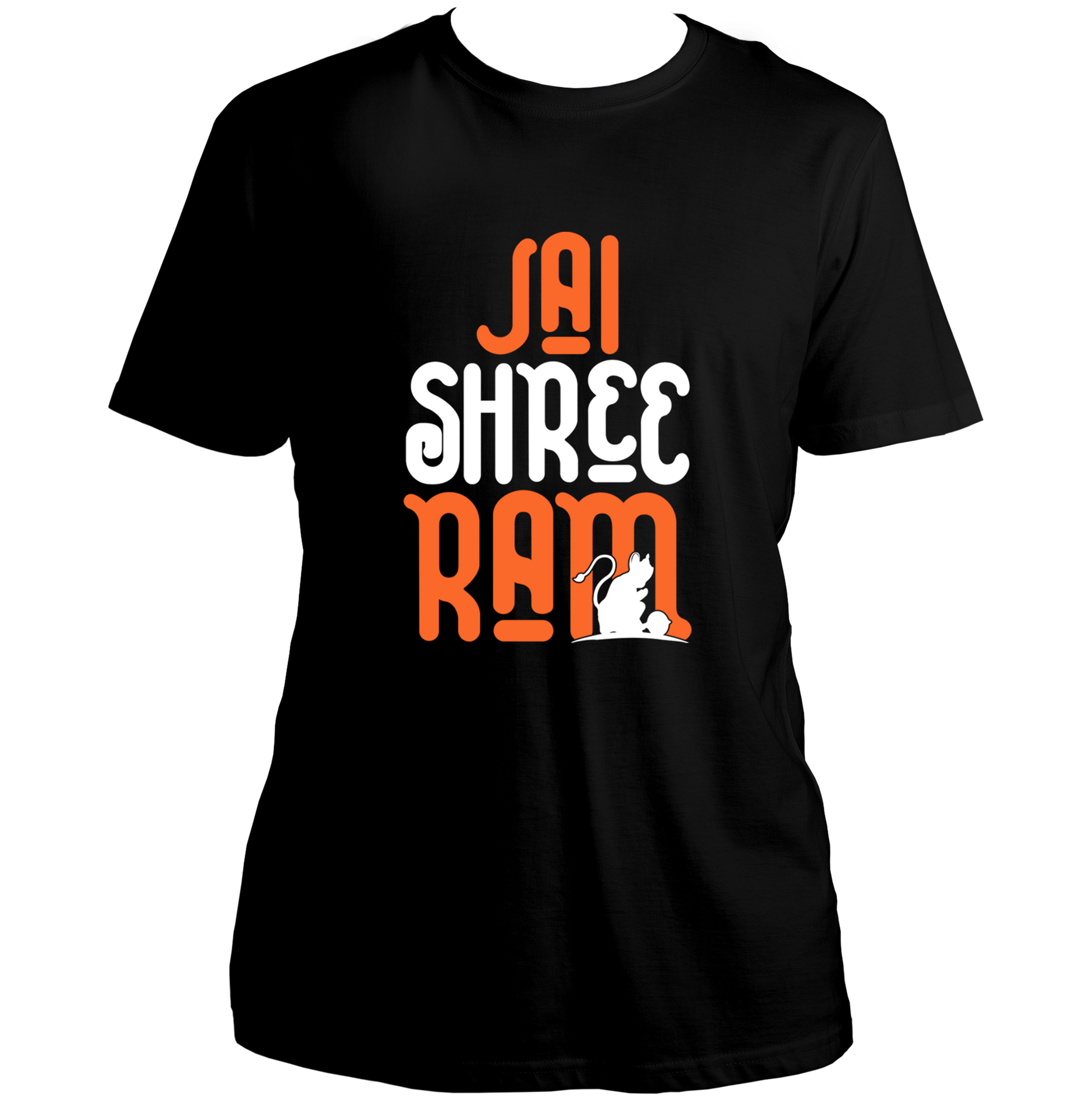Black Jai Shree Ram unisex T-shirt with Hanuman Ji silhouette print by Garrari