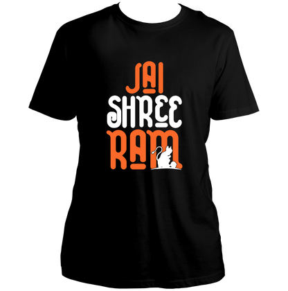 Black Jai Shree Ram unisex T-shirt with Hanuman Ji silhouette print by Garrari