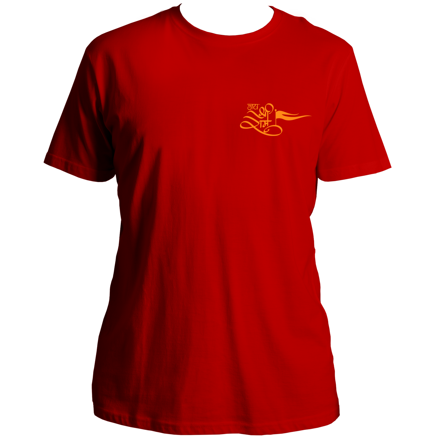 Red Jai Shree Ram unisex T-shirt with pocket-side Shree Ram print by Garrari