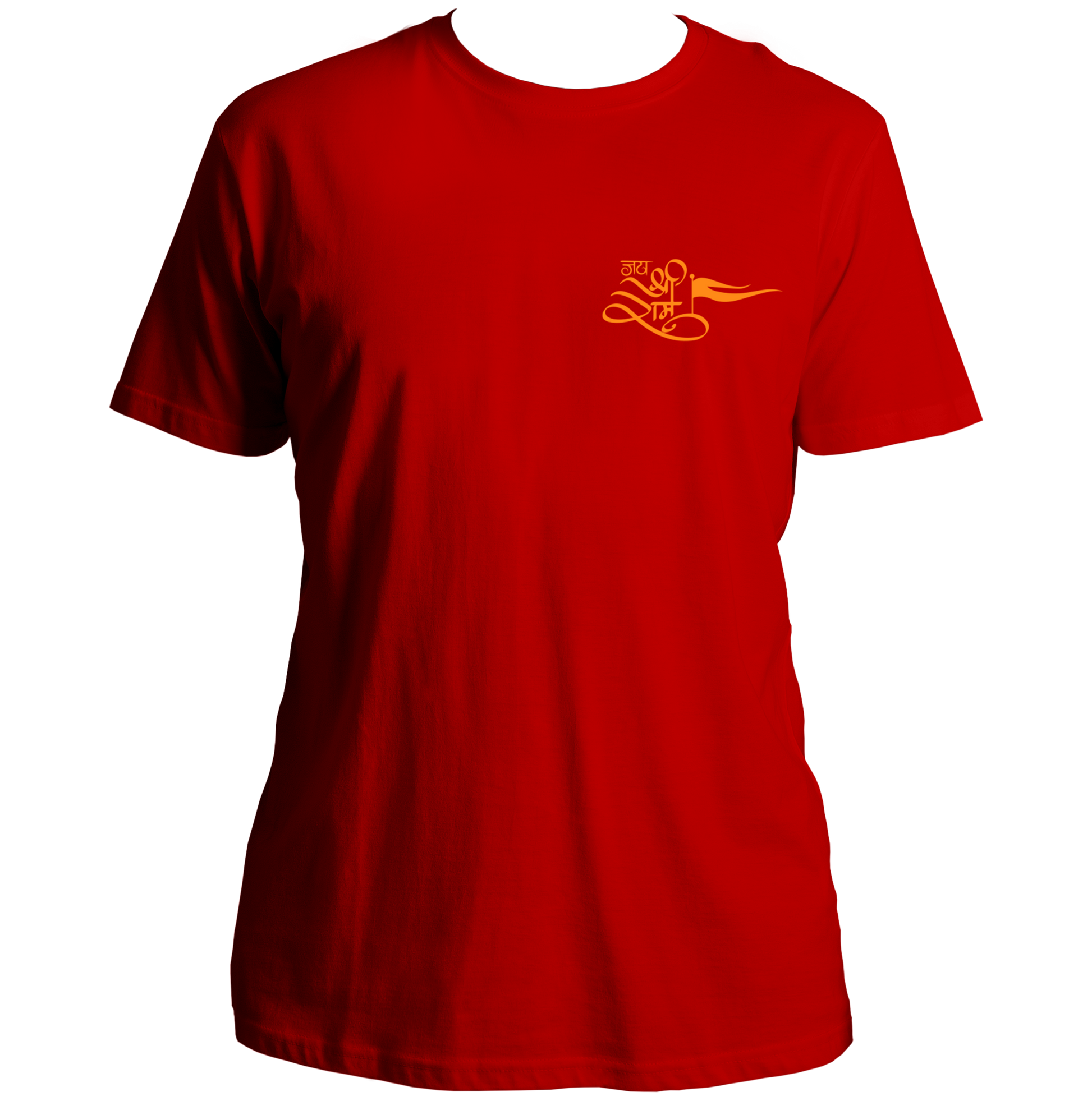 Red Jai Shree Ram unisex T-shirt with pocket-side Shree Ram print by Garrari
