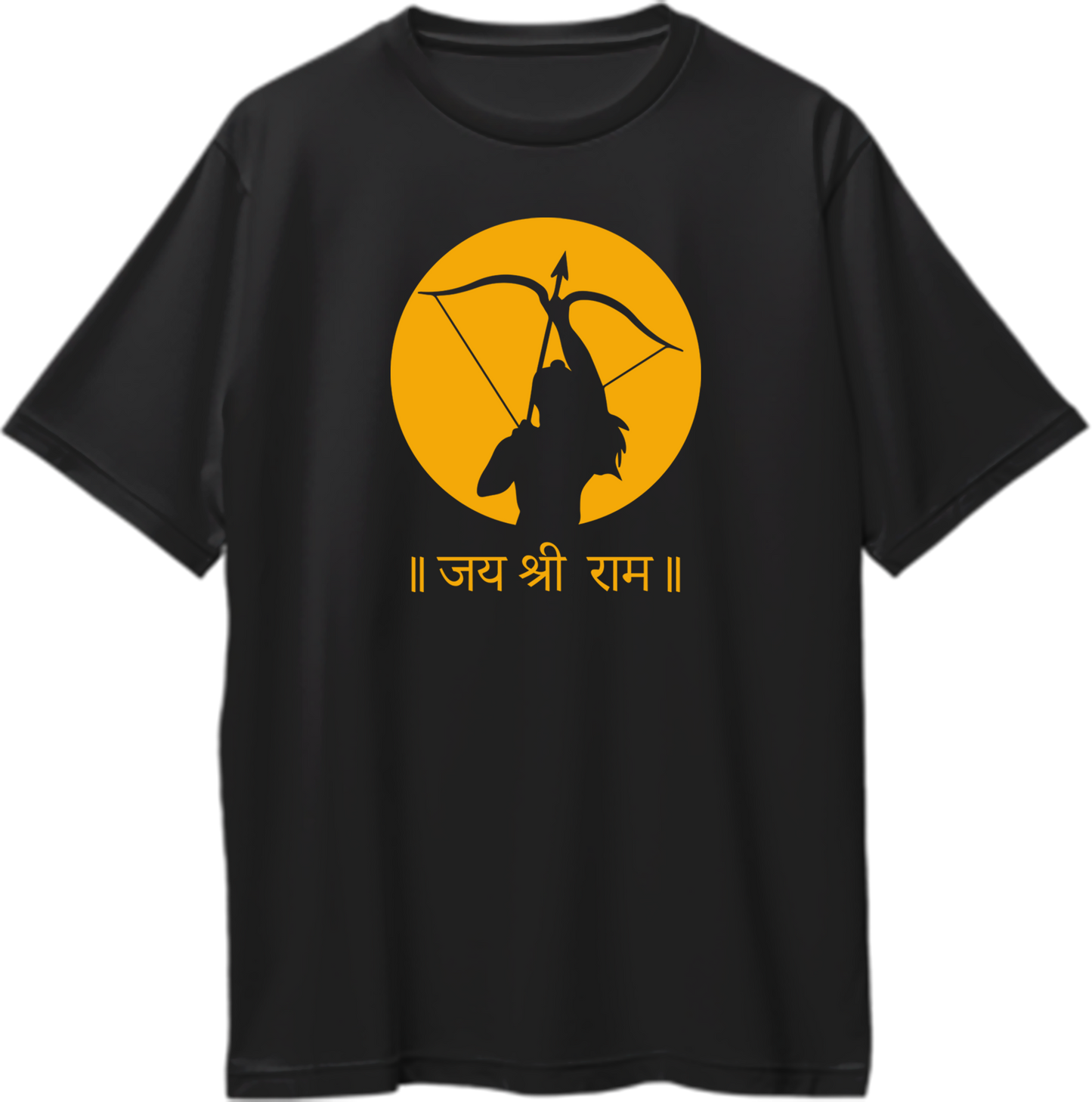 Jai Shri Ram oversized unisex t-shirt with spiritual design featuring Shri Ram mantra, perfect for devotees seeking comfort and style.