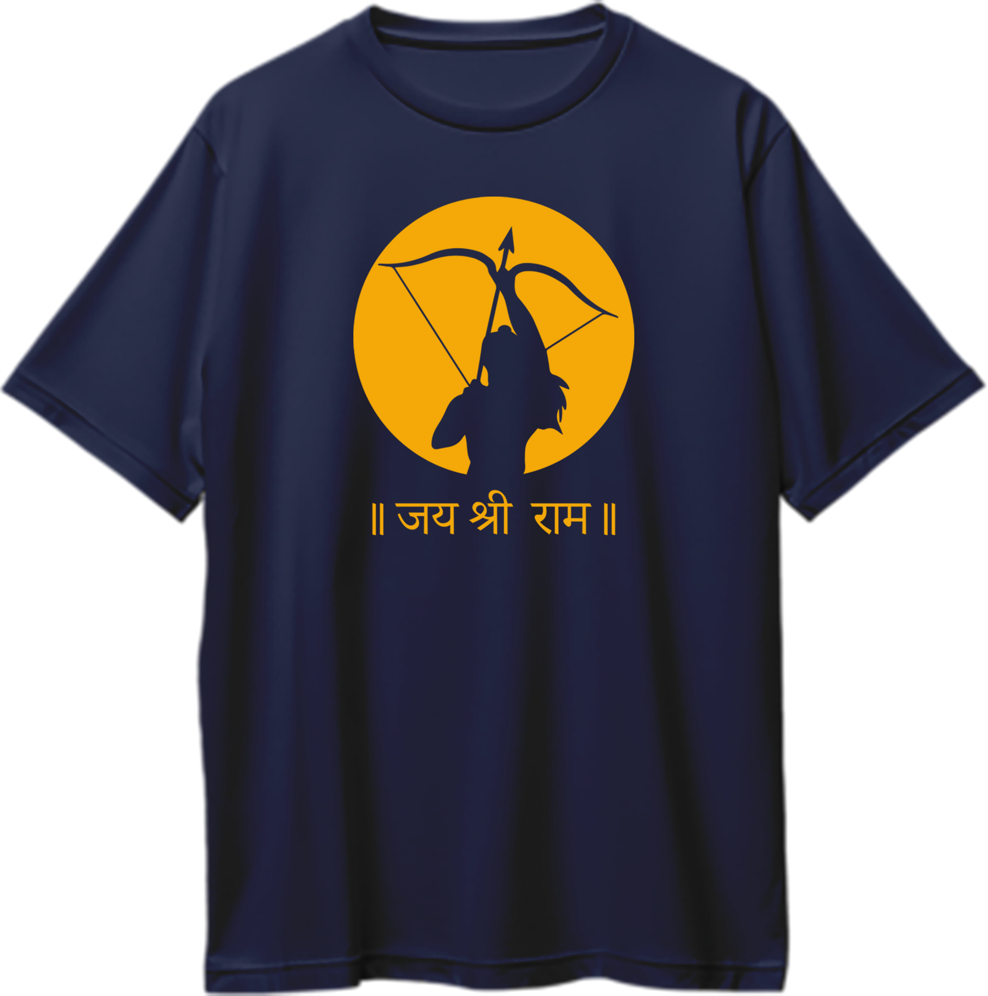 Navy Blue Jai Shree Ram oversized T-shirt with yellwo Lord Rama bow artwork by Garrari