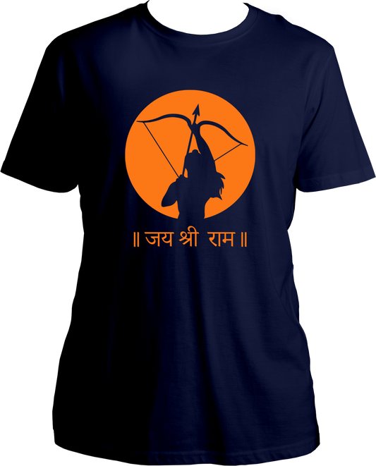 "Color yourself in devotion with our Jai Shree Ram unisex T-Shirts. Celebrate the return of Bhagwan Ram in Ayodhya ji with this playful nod to devotion. Perfect for all Shree Ram devotees, this t-shirt invites you to devote yourself to Prabhu Shree Ram. Jai Shree Ram!"