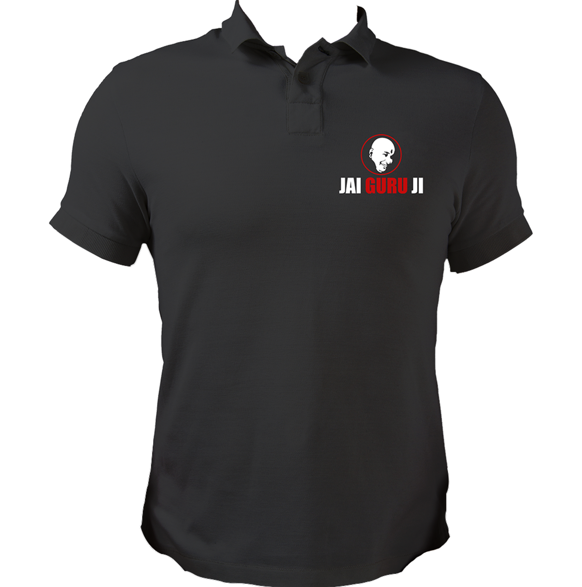Black Jai Guru Ji polo T-shirt with Jai Guru Ji typography print by Garrari