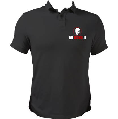 Black Jai Guru Ji polo T-shirt with Jai Guru Ji typography print by Garrari
