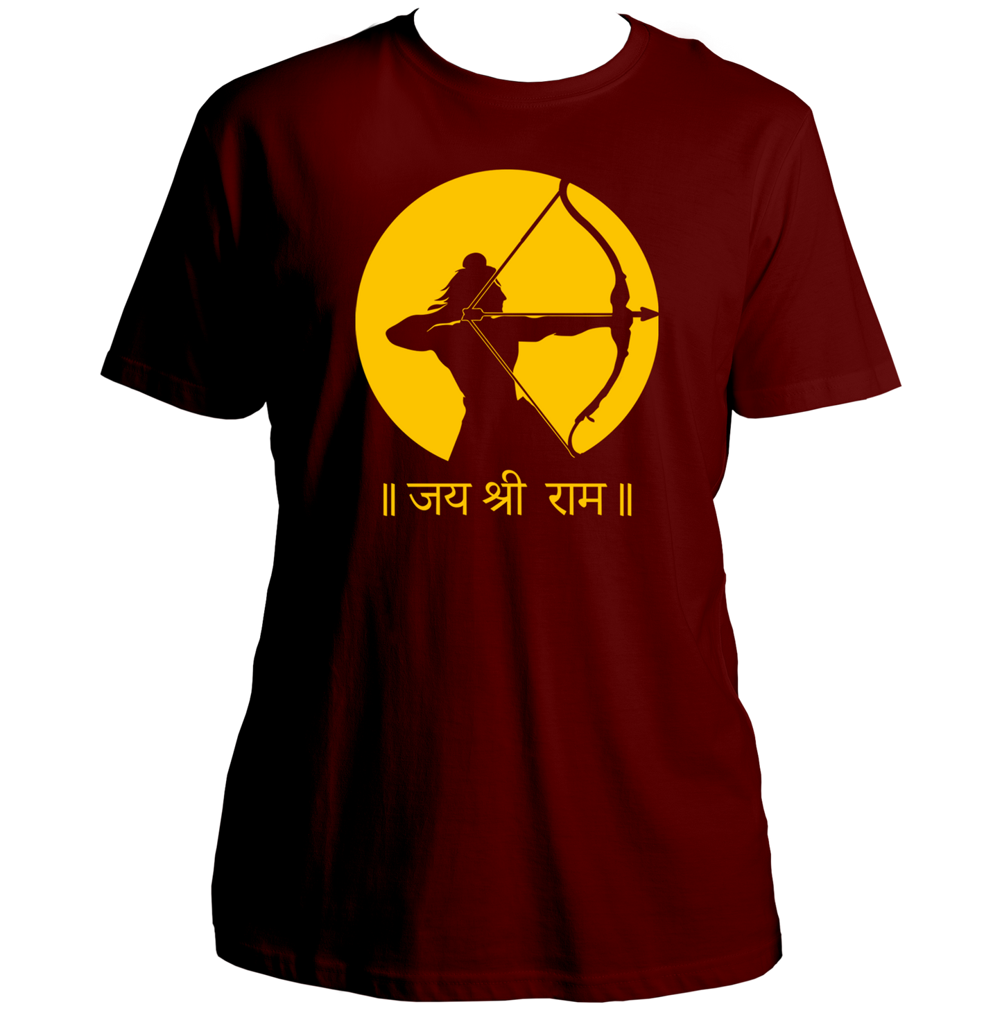 Maroon Jai Shree Ram unisex T-shirt with Jai Shree Ram pocket-side print by Garrari