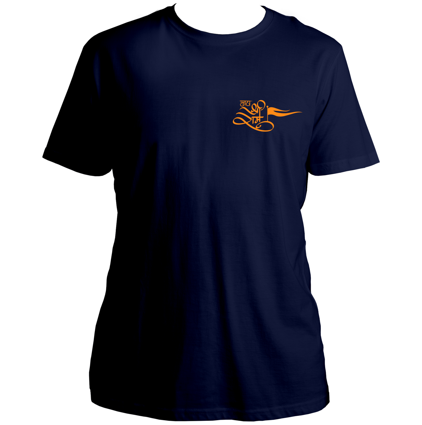 Navy Blue Jai Shree Ram unisex T-shirt with pocket-side devotional print by Garrari