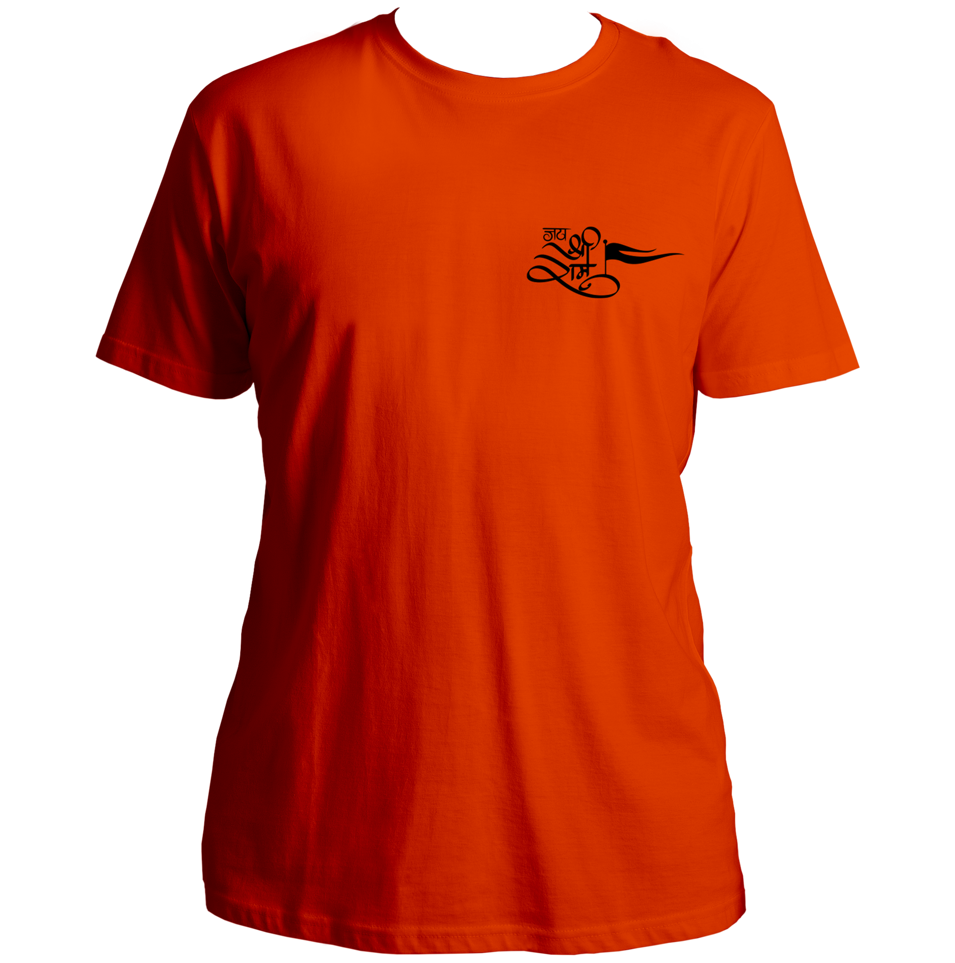 Orange Jai Shree Ram unisex T-shirt with Shree Ram calligraphy print by Garrari