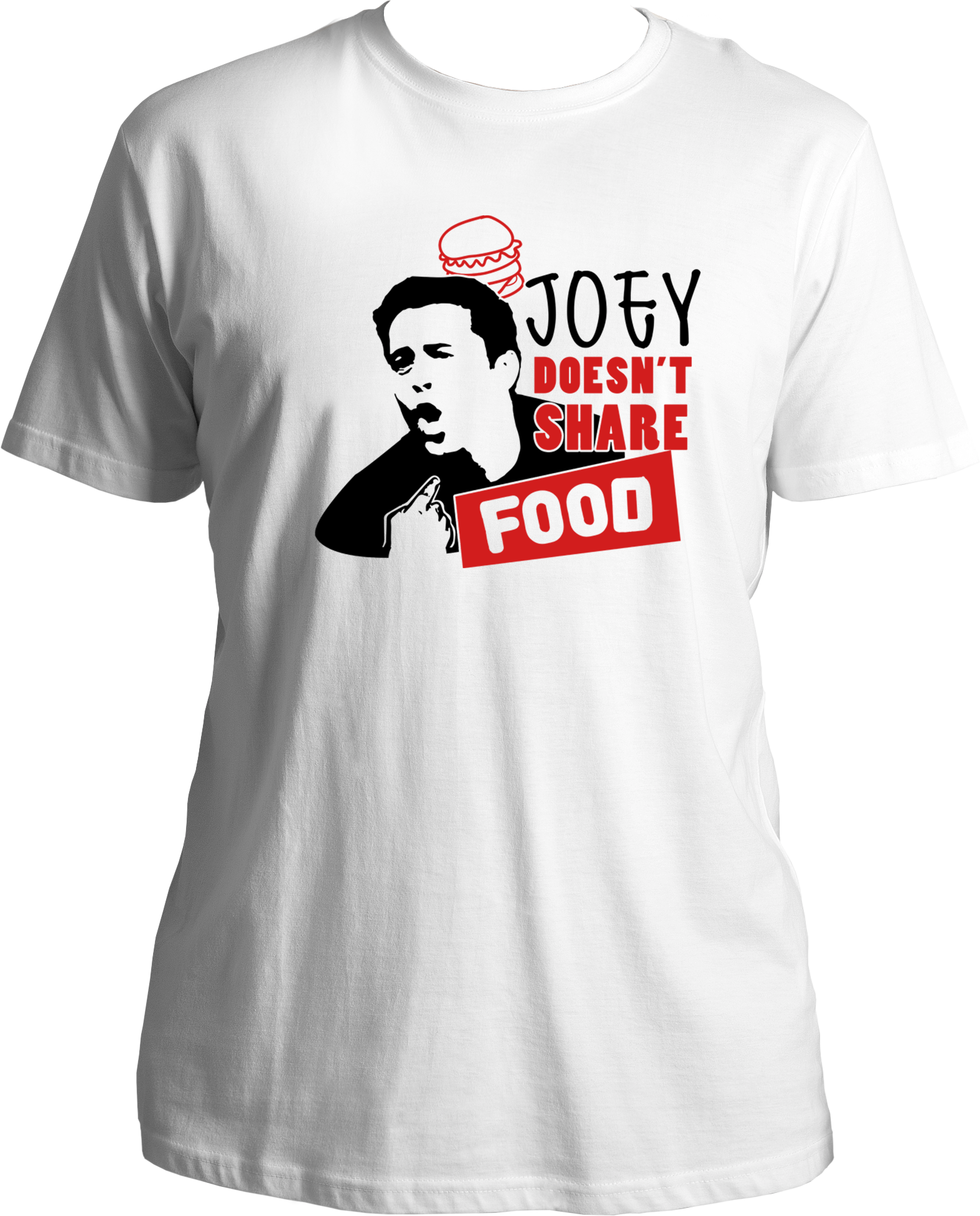 For all the food lovers out there, it's time to show some fan love with these Joey Doesn't Share Food T-Shirts. Indulge in the classic comical style of Garrari while showing off your foodie spirit. Get your favorite show on your shirt now