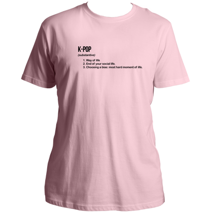Baby Pink K-Pop Definition Unisex T-Shirt with black K-pop dictionary typography print