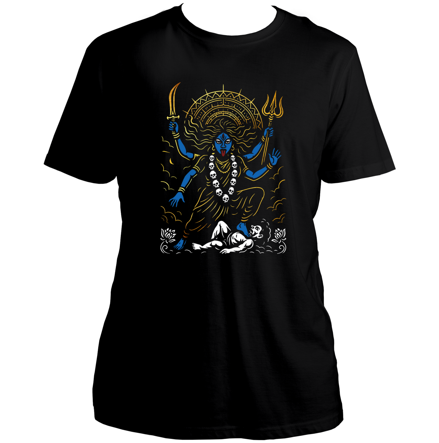 Black Kali Maa T-shirt with Shakti devotional artwork and Kali Maa print by Garrari