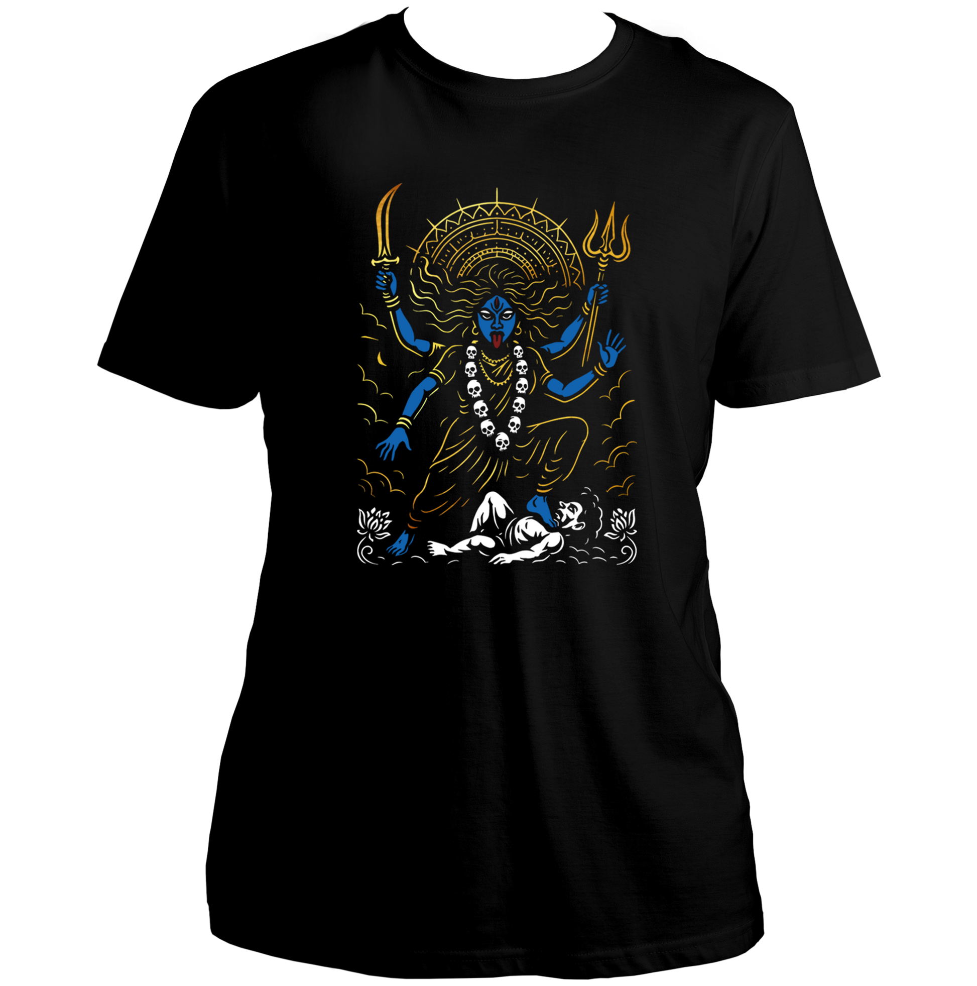 Black Kali Maa T-shirt with Shakti devotional artwork and Kali Maa print by Garrari