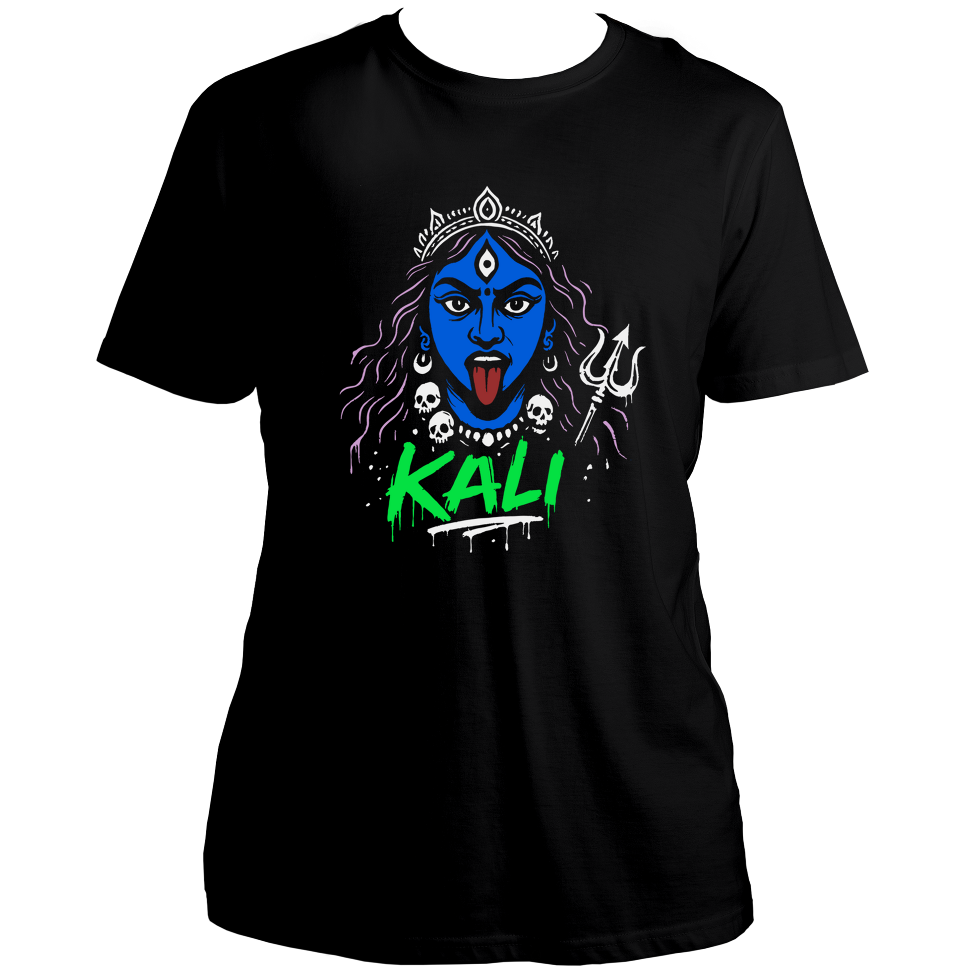 Black Maa Kali T-shirt with fierce Kali Mata devotional print by Garrari