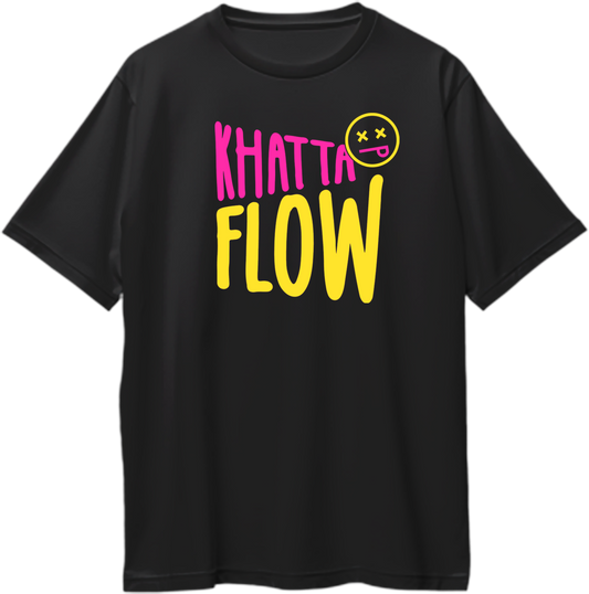 Khatta Flow Seedhe Maut Oversized Unisex T-Shirt featuring bold graphic design inspired by the hit song 'Khatta Flow' by Seedhe Maut and Kr$na, perfect for hip-hop fans seeking stylish, oversized apparel.