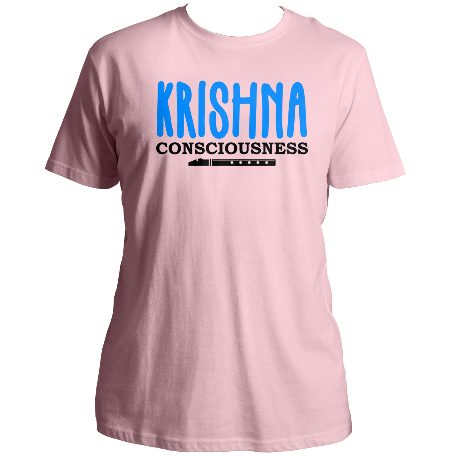 Baby Pink Krishna Consciousness T-shirt with flute print by Garrari