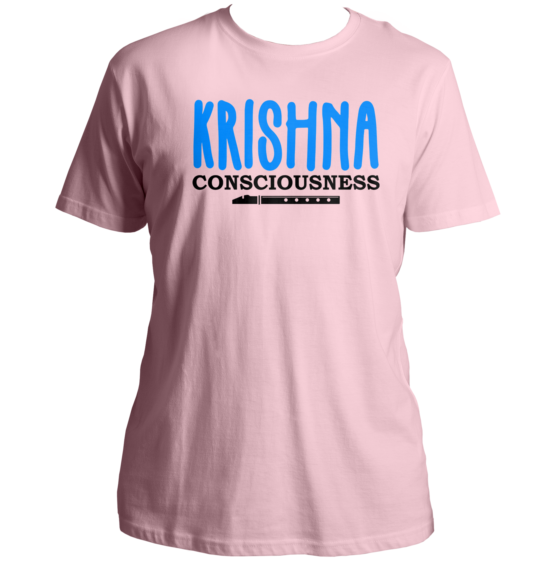 Baby Pink Krishna Consciousness T-shirt with flute print by Garrari