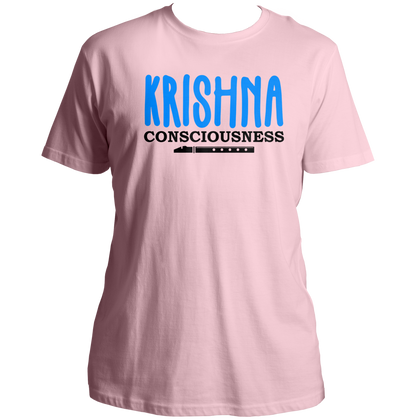 Baby Pink Krishna Consciousness T-shirt with flute print by Garrari