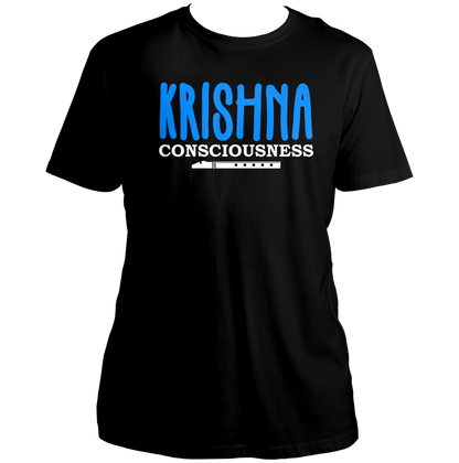 Black Krishna Consciousness T-shirt with Krishna bhakti typography by Garrari