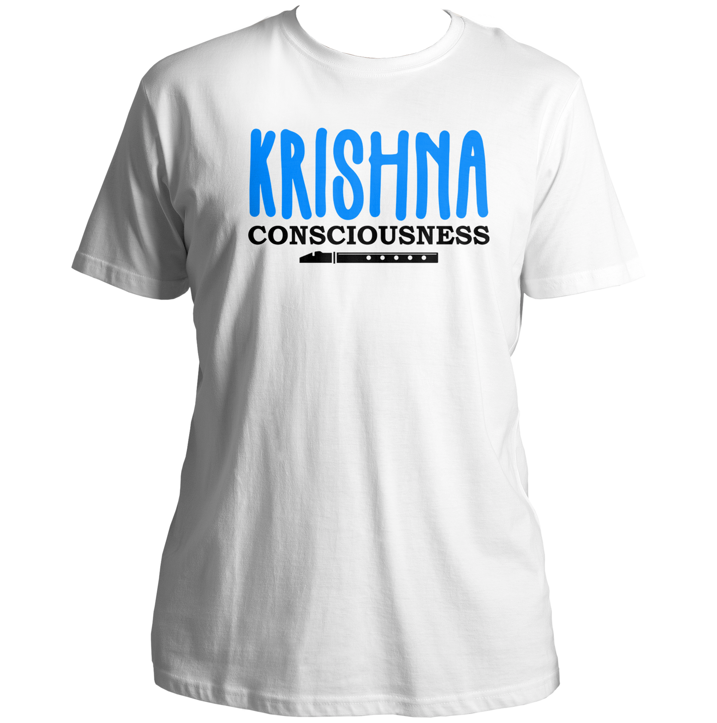 White Krishna Consciousness T-shirt with bold Krishna text print by Garrari