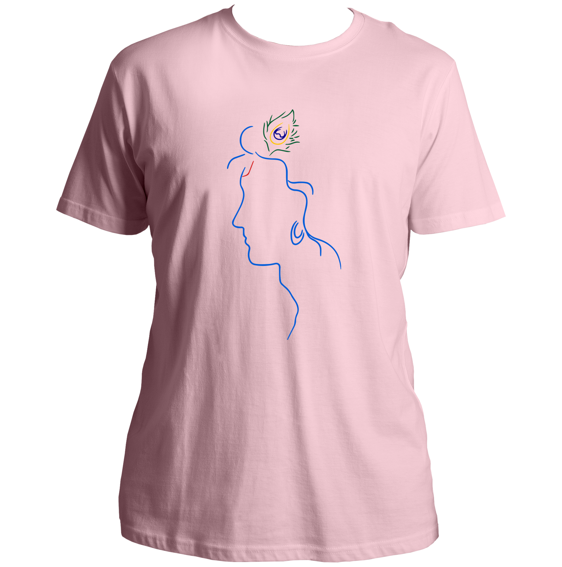 Baby Pink Shri Krishna T-shirt with Krishna line art design by Garrari