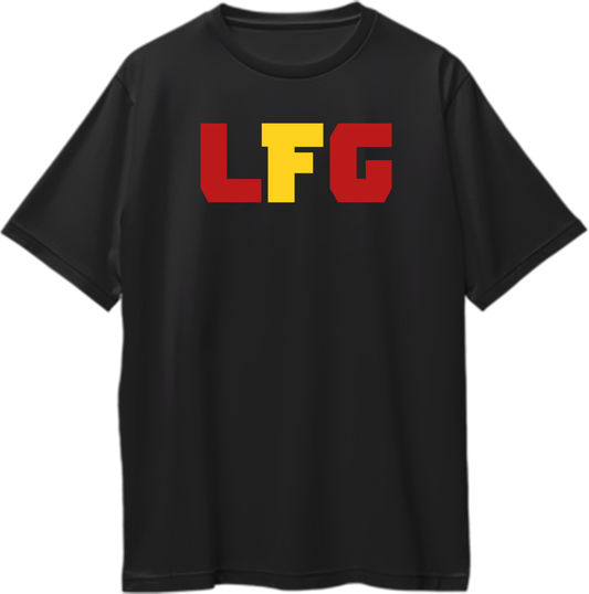 "Oversized unisex t-shirt featuring Deadpool with LFG text, perfect for fans of Deadpool's chaotic energy."