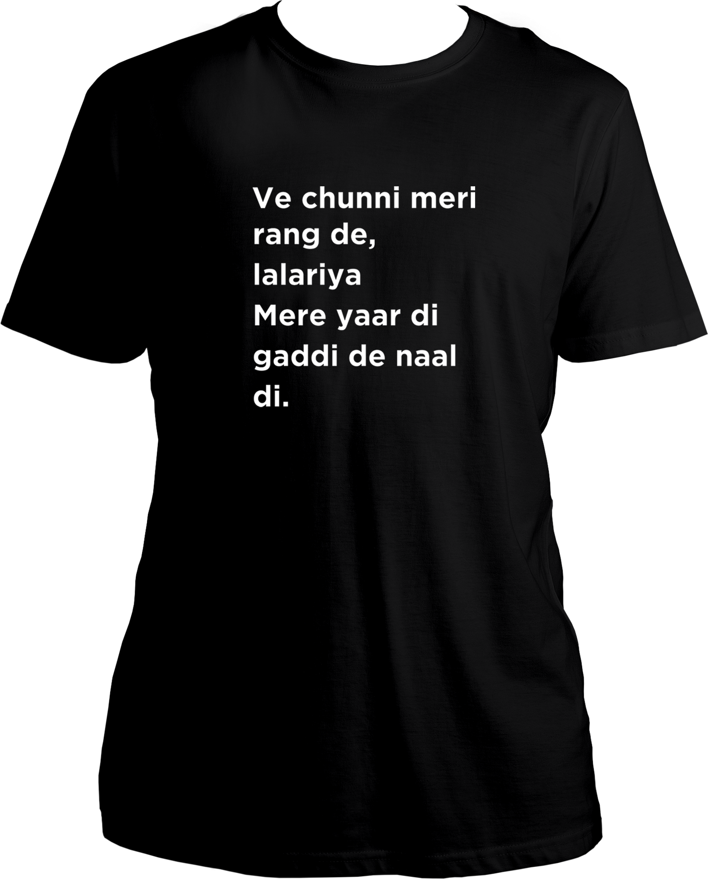 Lalariya Karan Aujla unisex black t-shirt with Punjabi lyric print
