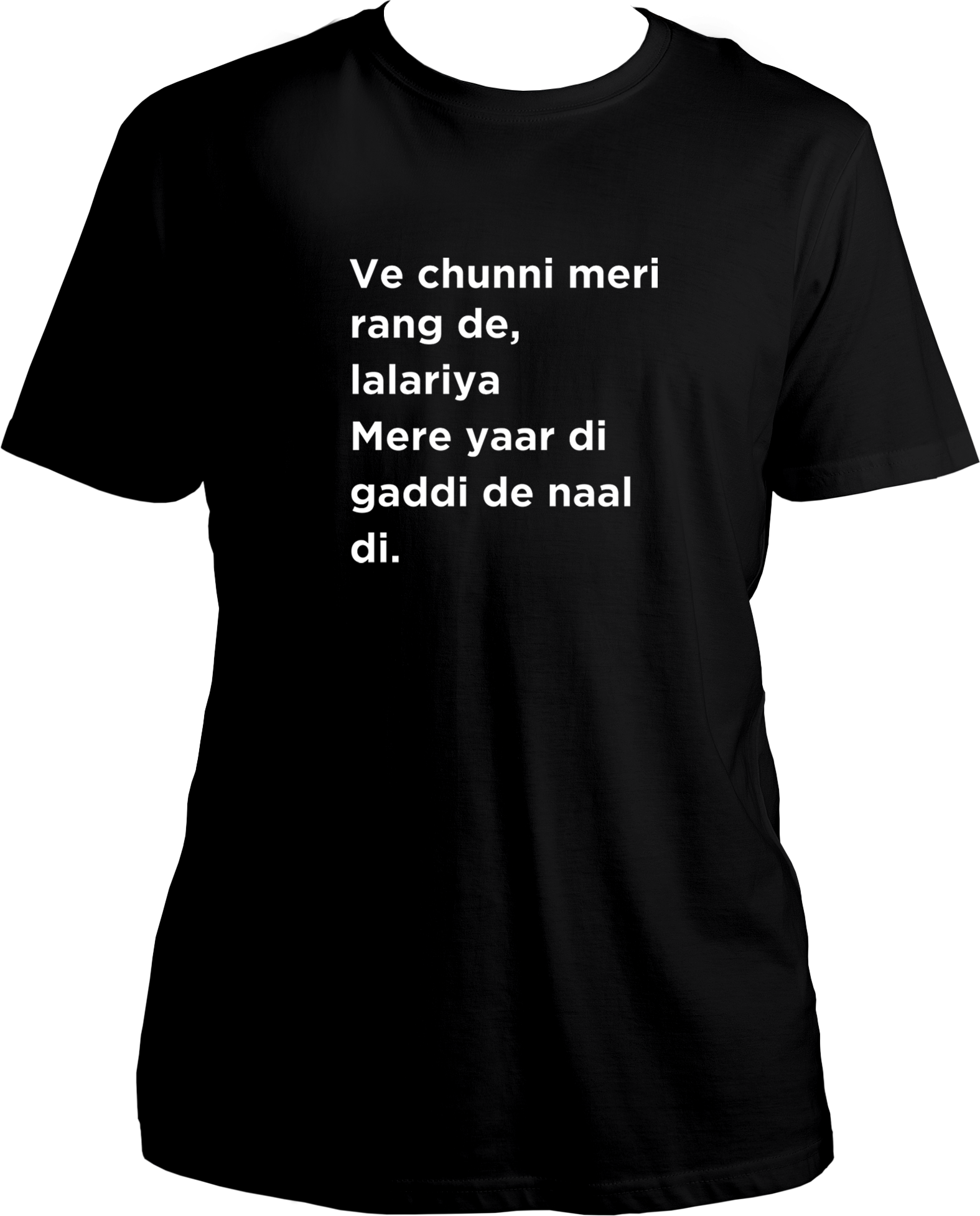 Lalariya Karan Aujla unisex black t-shirt with Punjabi lyric print