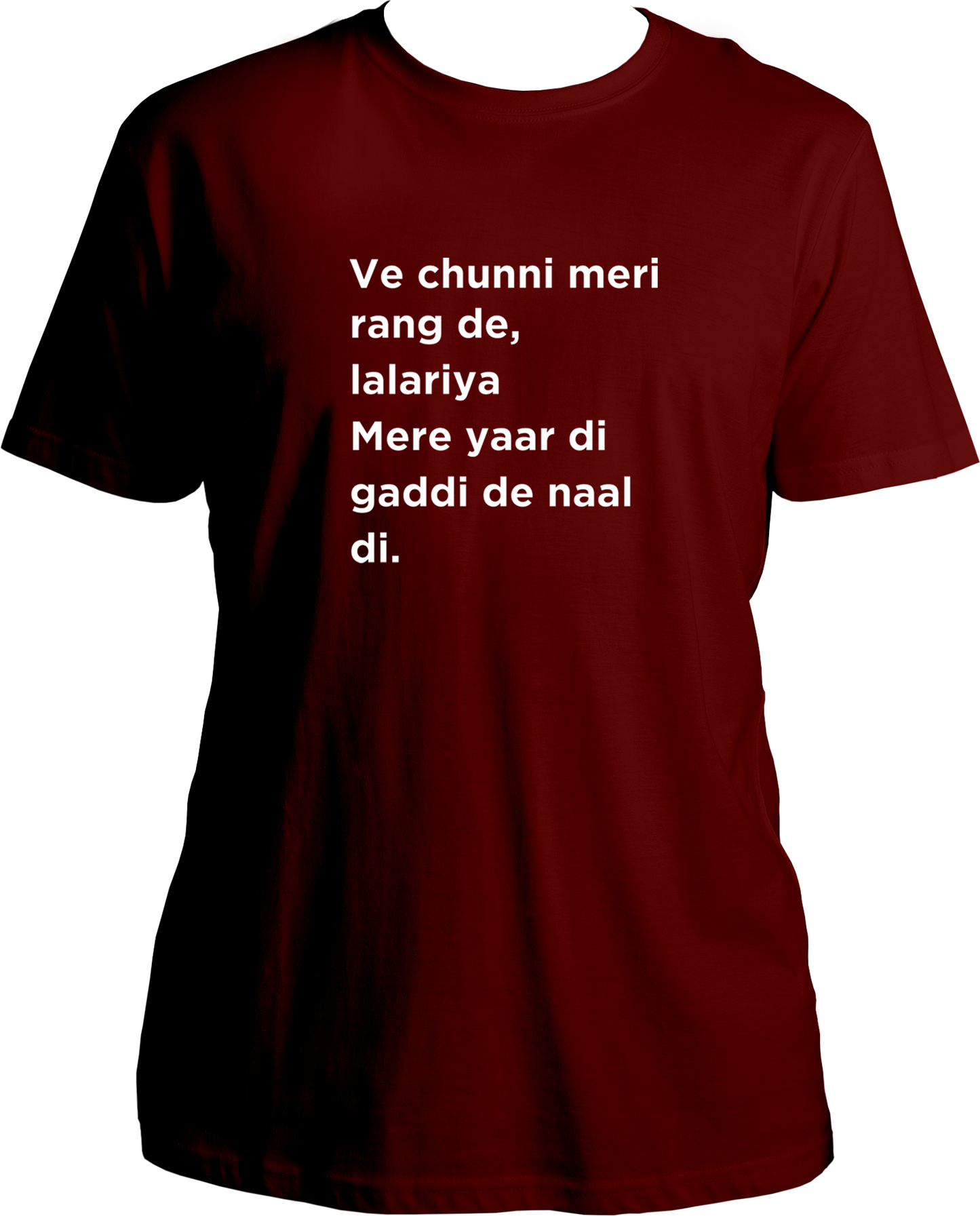 Lalariya Karan Aujla unisex maroon t-shirt with Punjabi lyric print