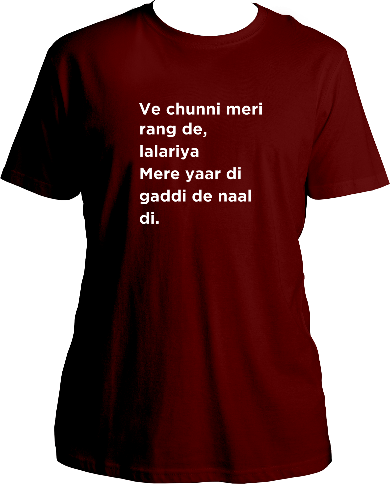 Lalariya Karan Aujla unisex maroon t-shirt with Punjabi lyric print