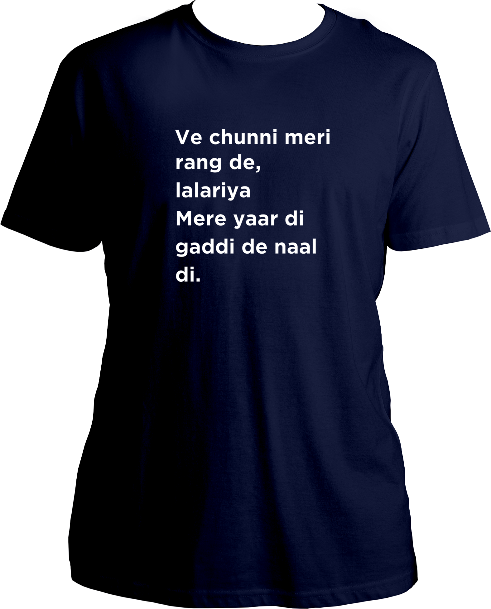 Lalariya Karan Aujla unisex navy blue 
t-shirt with Punjabi lyric print