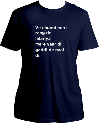 Lalariya Karan Aujla unisex navy blue 
t-shirt with Punjabi lyric print